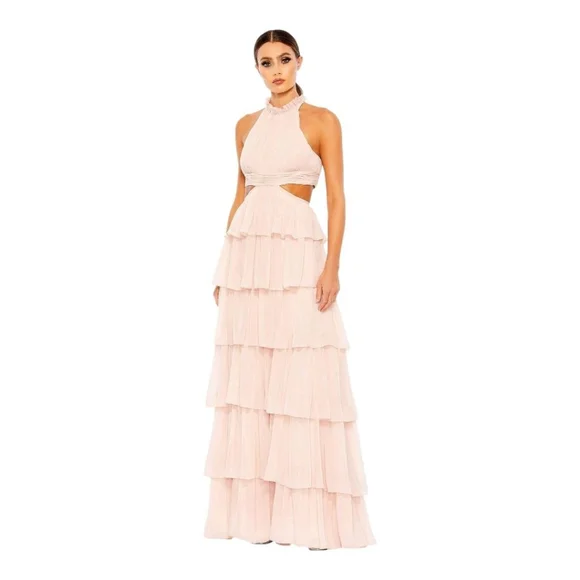 Mac Duggal Maxi Dress Size 6 Pink Ruffled - Picture 5 of 9